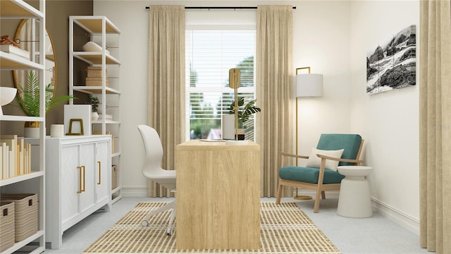 sitting room featuring baseboards and carpet floors