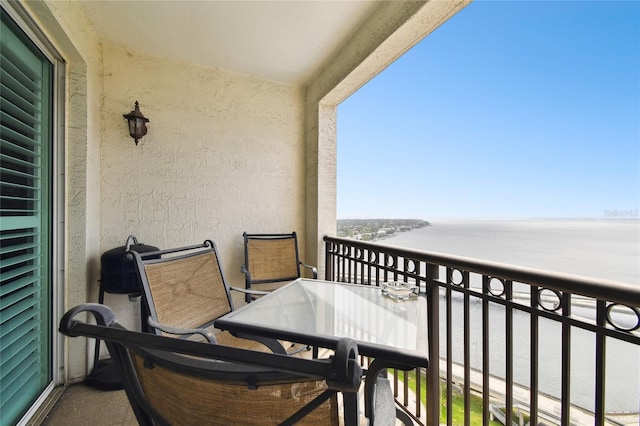 balcony with a water view