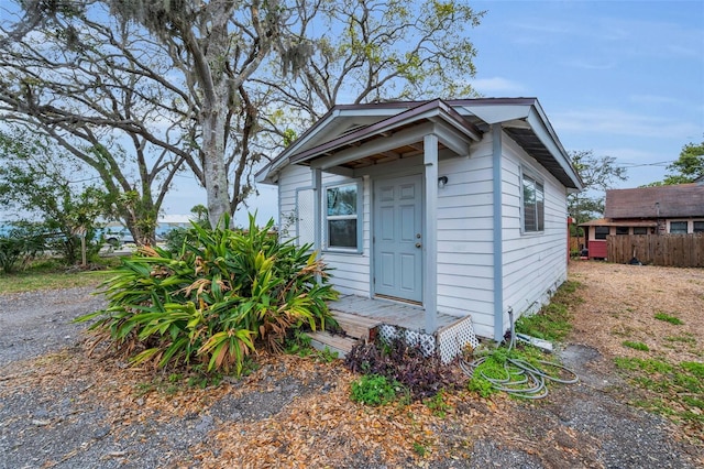 exterior space featuring fence