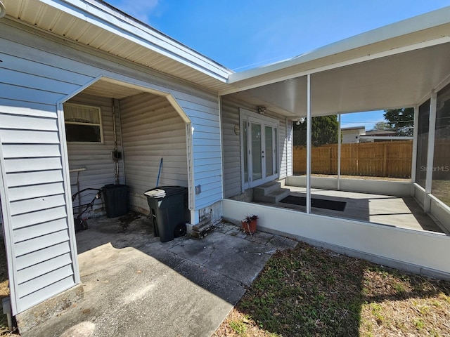 view of patio / terrace with french doors and entry steps