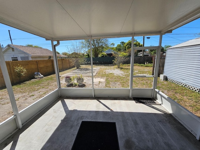 view of unfurnished sunroom