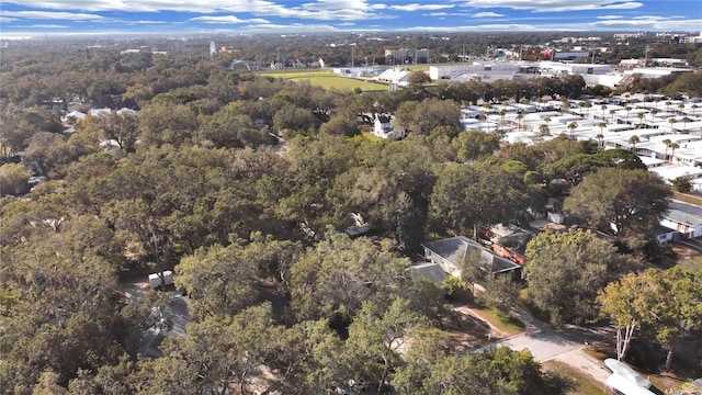 bird's eye view featuring a view of trees