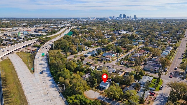 aerial view with a city view