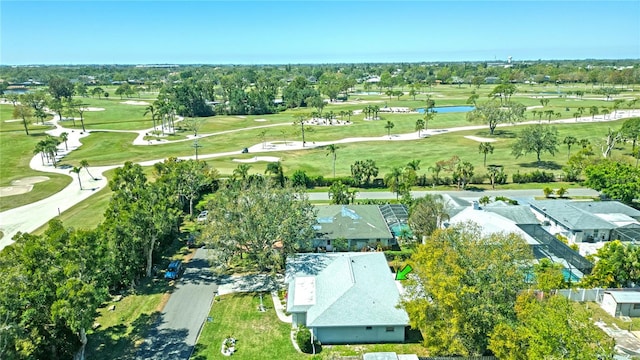 aerial view with a residential view and golf course view