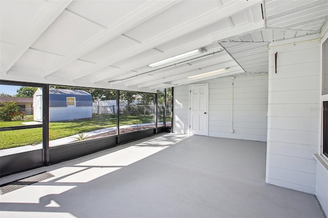 view of unfurnished sunroom