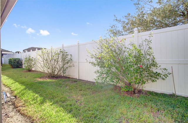 view of yard featuring a fenced backyard