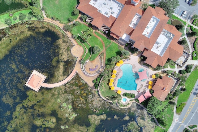 drone / aerial view with a residential view