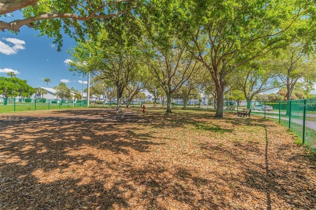 view of home's community with fence