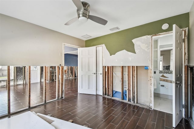 2451 Baywood Dr W, Dunedin, FL 34698 - unfurnished bedroom with visible vents, a ceiling fan, and wood finish floors