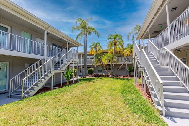 view of yard with stairs