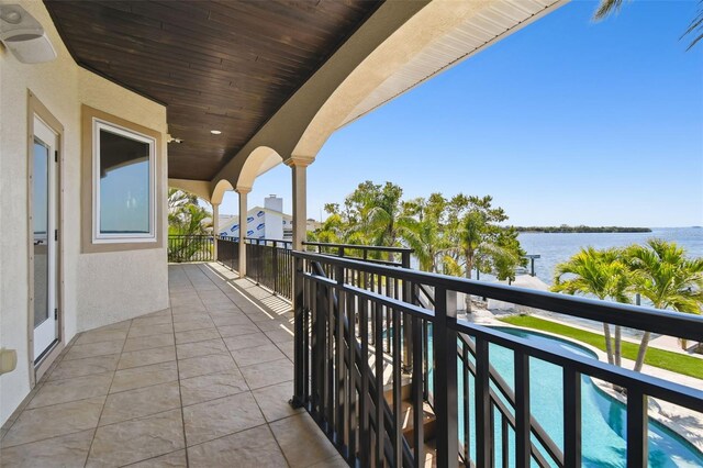 balcony with a water view
