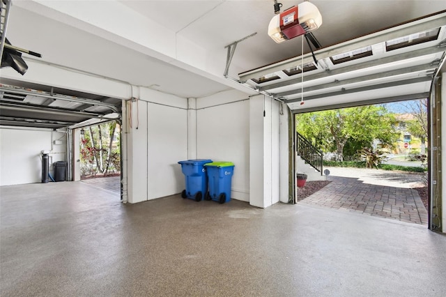 garage with a garage door opener
