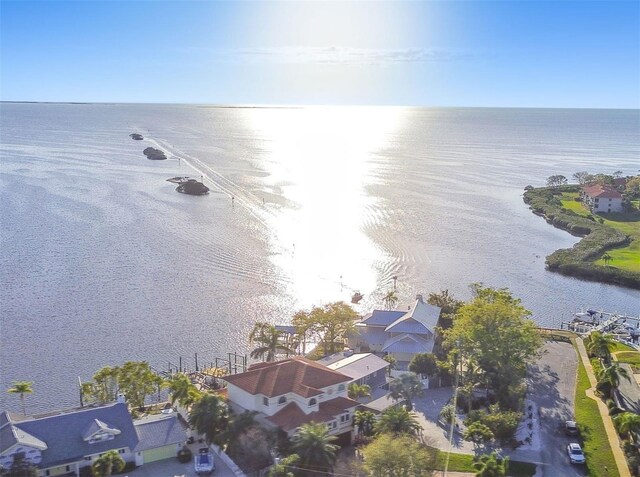 bird's eye view with a residential view and a water view
