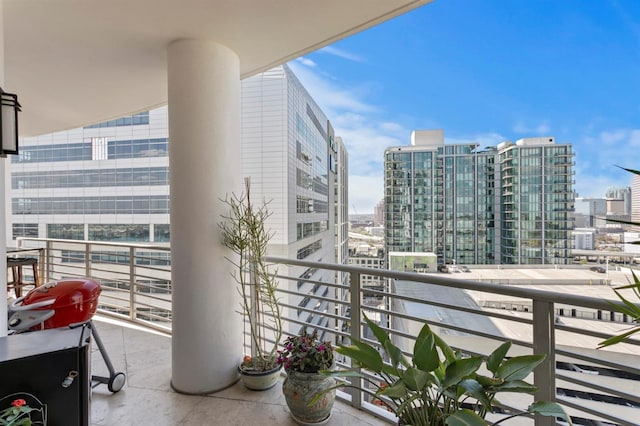 balcony with a view of city