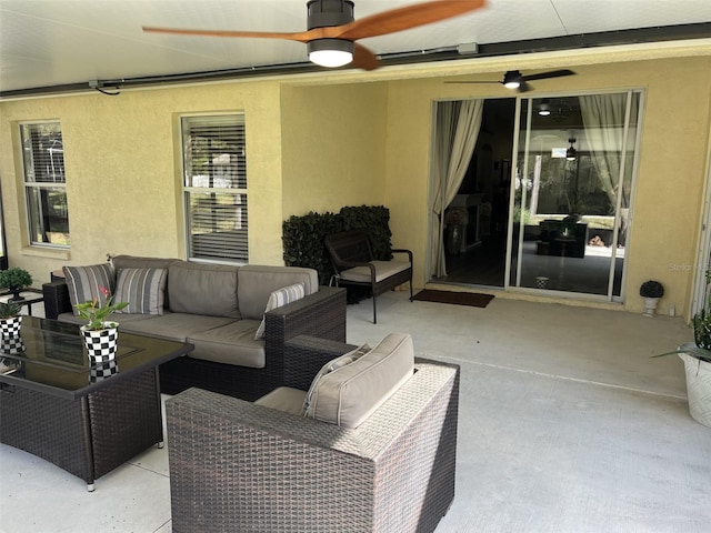 view of patio / terrace with an outdoor hangout area and ceiling fan