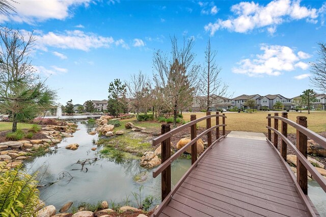 dock area with a residential view