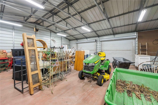 garage featuring metal wall