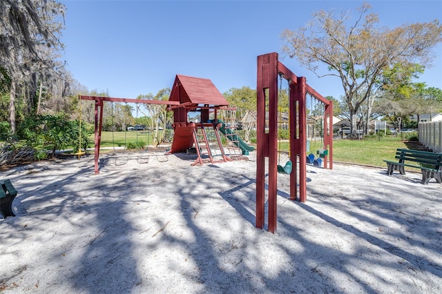 community play area featuring fence