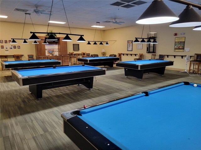 1034 Mcdaniel St Unit 1034, Sun City Center, FL 33573 - recreation room featuring visible vents, a paneled ceiling, carpet, and billiards