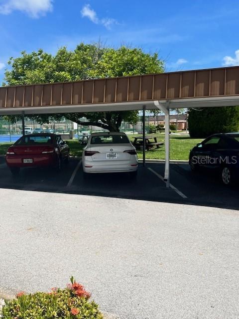 view of covered parking lot