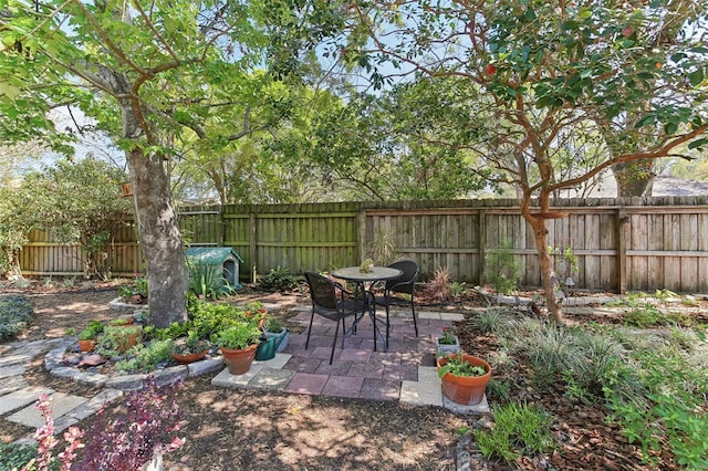 view of patio featuring a fenced backyard