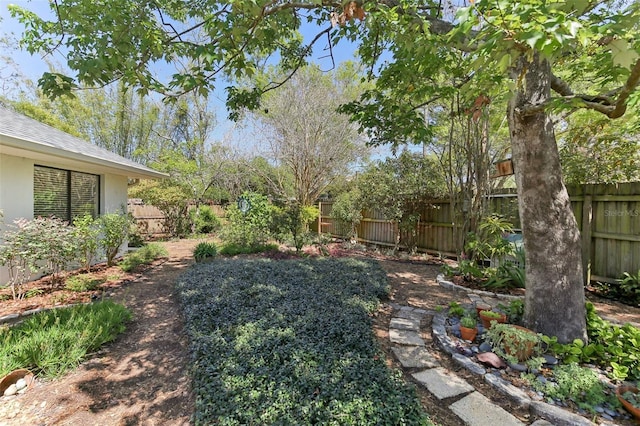 view of yard featuring a fenced backyard