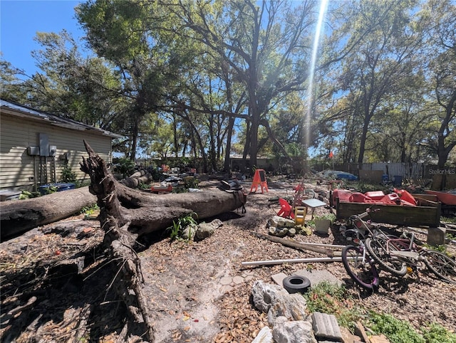 view of yard featuring fence