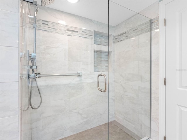 bathroom with a stall shower