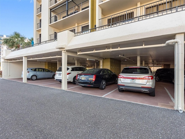 view of covered parking lot