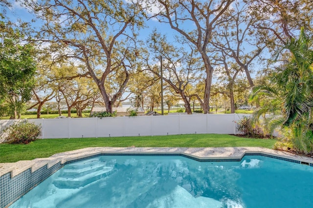 230 Lotus Dr, Safety Harbor, FL 34695 - view of pool featuring a yard, a fenced in pool, and a fenced backyard