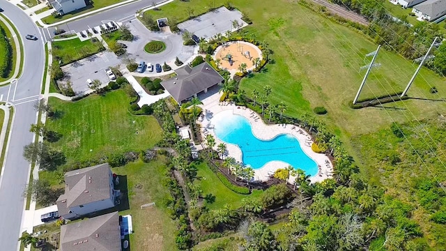 drone / aerial view with a residential view