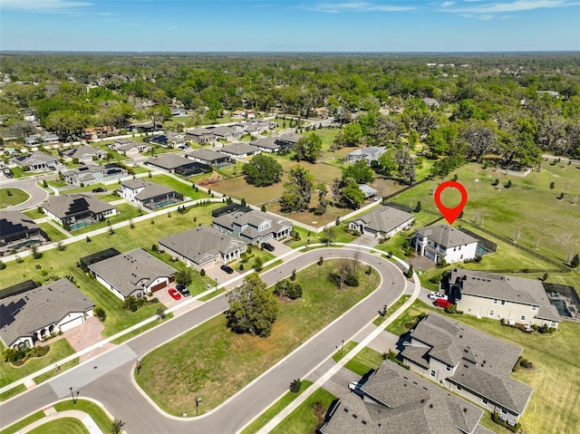 aerial view featuring a residential view