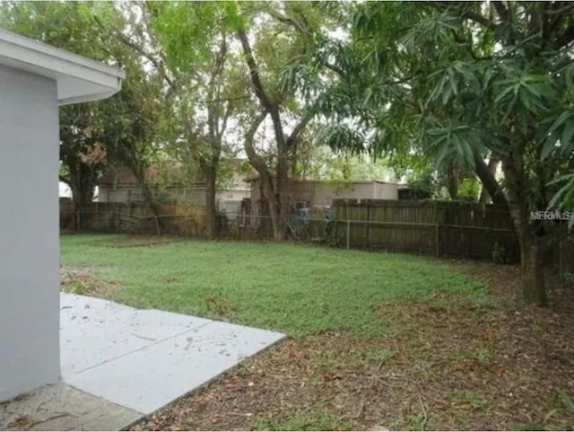 view of yard featuring a patio and a fenced backyard