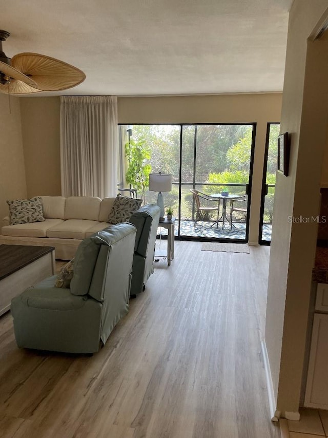 living room with light wood-type flooring