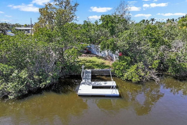 view of dock featuring a water view