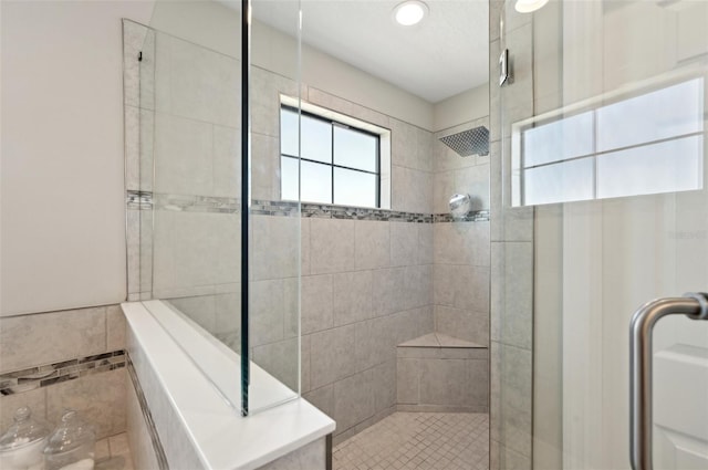 bathroom with a stall shower