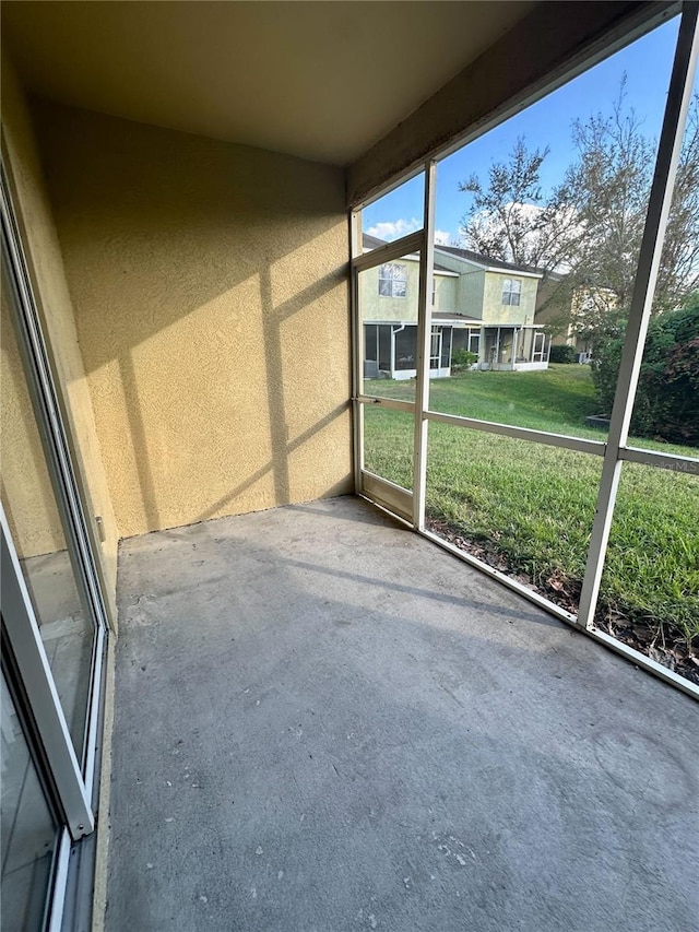 view of unfurnished sunroom