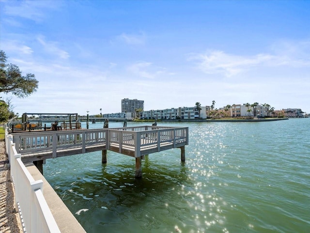 view of dock featuring a water view