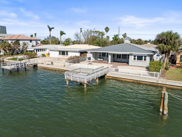 dock area featuring a water view