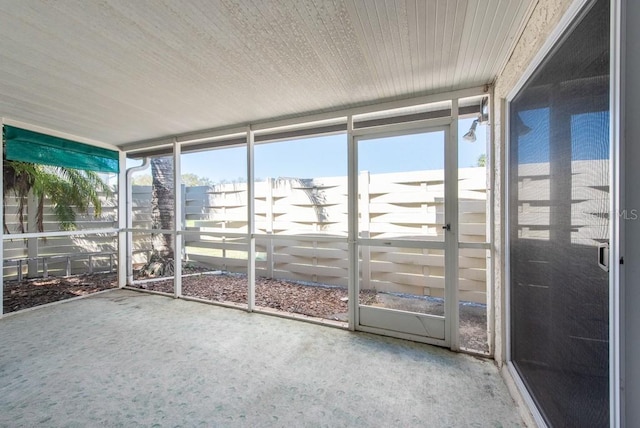 view of unfurnished sunroom