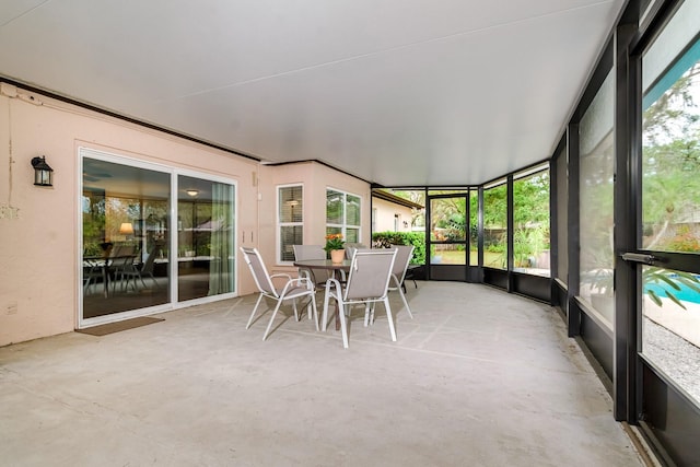 view of unfurnished sunroom