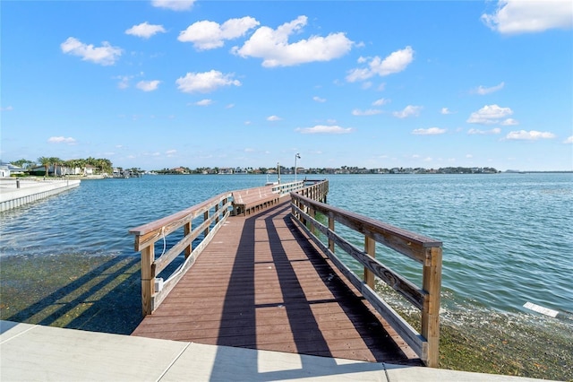 dock area featuring a water view