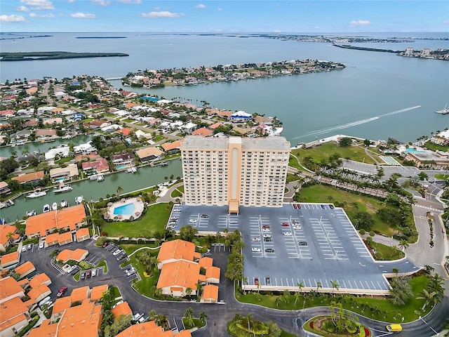 bird's eye view featuring a water view