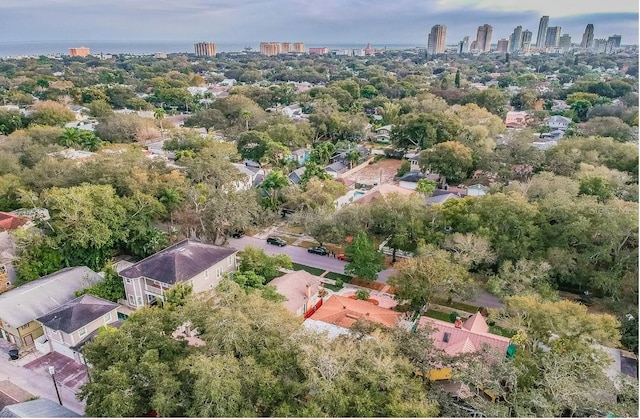 birds eye view of property with a view of city