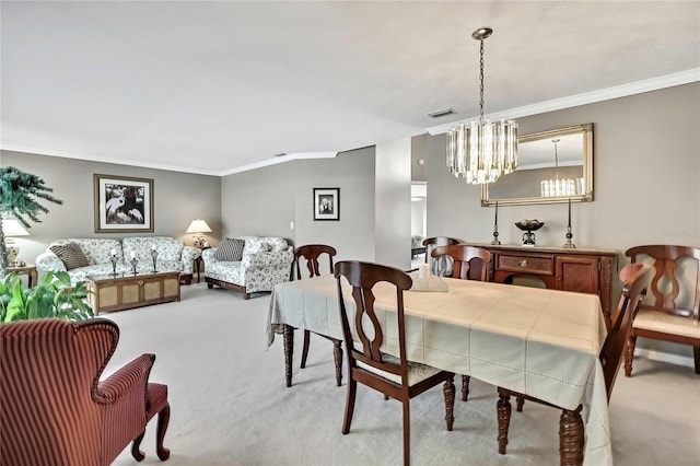3943 W Fieldwood Ct, Lecanto, FL 34461 - carpeted dining space with ornamental molding and a chandelier