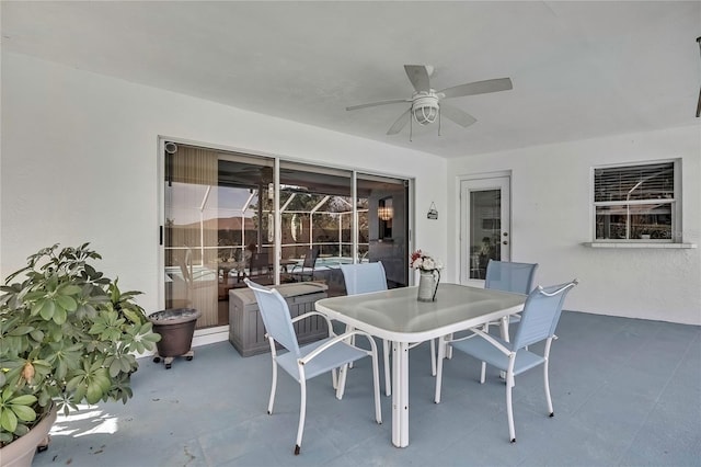 3943 W Fieldwood Ct, Lecanto, FL 34461 - view of patio with a ceiling fan and outdoor dining area