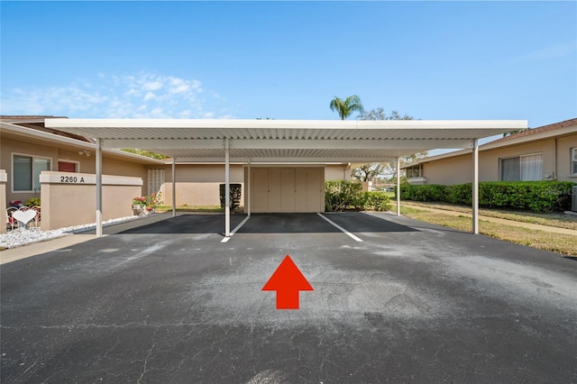 view of covered parking lot