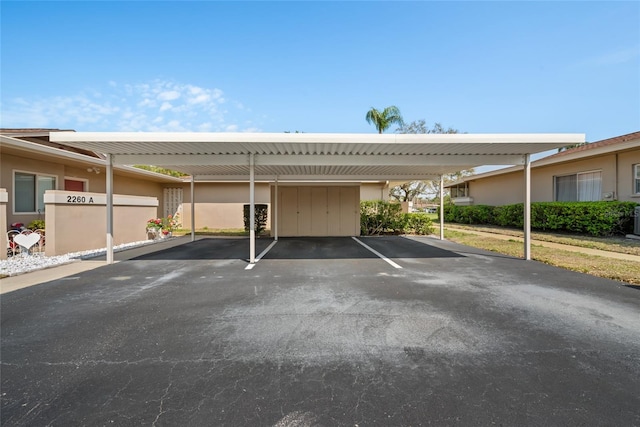 view of covered parking lot