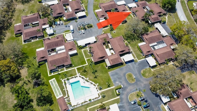 aerial view with a residential view