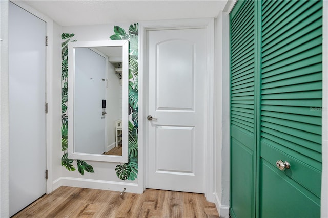 entrance foyer with baseboards and light wood-style flooring